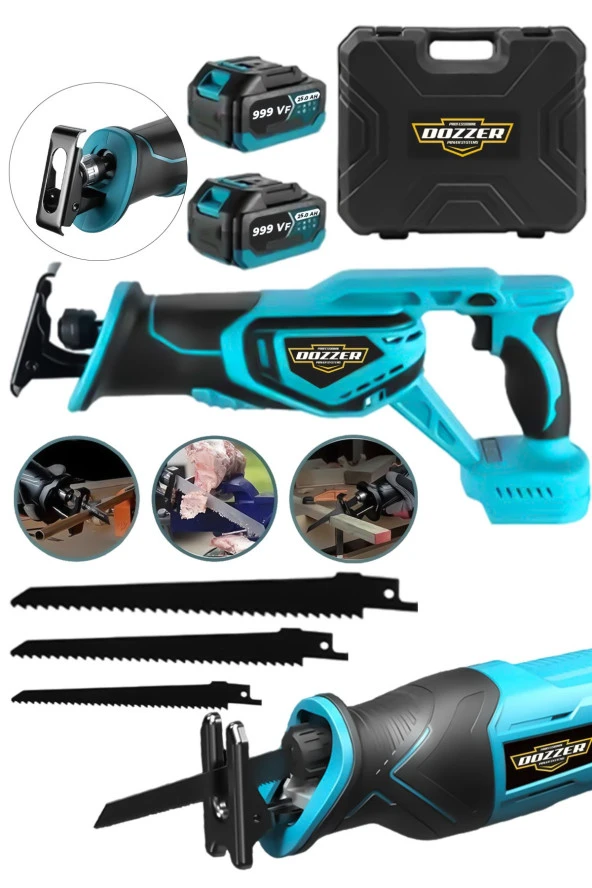 Dozzer FUCHS  999Vf 25Ah Kömürsüz Motor Kemik Ahşap Demir Kesme Tilki Kuyruğu Akülü Testere Makinesi