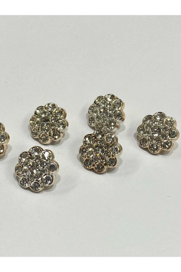 Taşlı Düğme / Metalize (plastik ) / Soft Gold / 6 lı set / 1,7 cm / kod 156