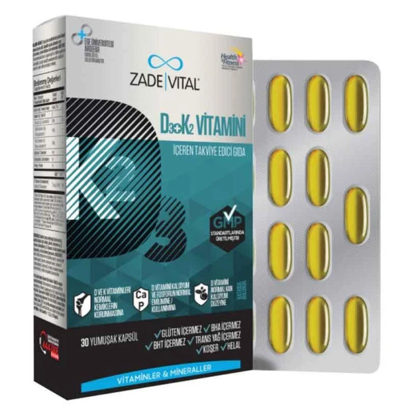 Zade Vital Vitamin D3 + K2 30 Kapsül