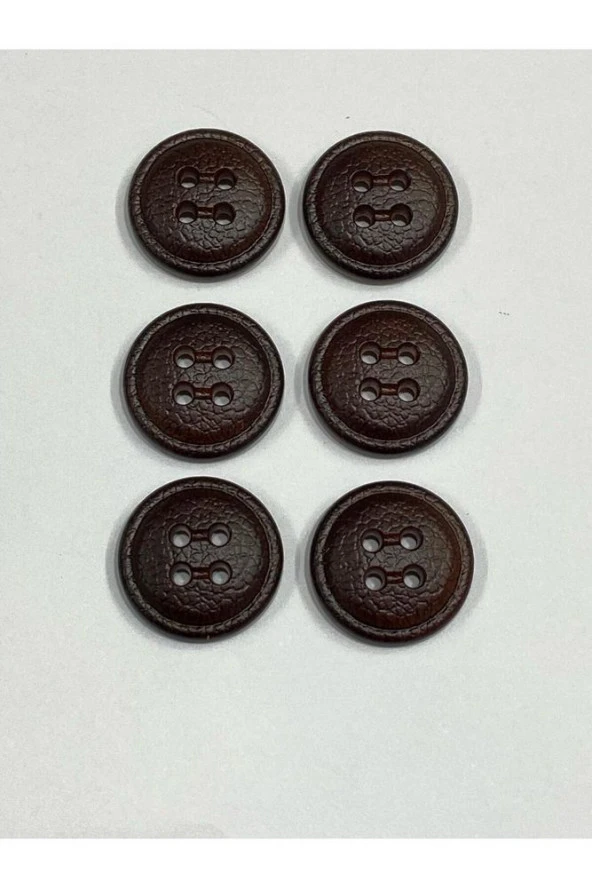 Trençkot Kaban Mont Düğmesi / Deri Görünümlü / Kahve Rengi 6 lı set 2,5 cm - 1