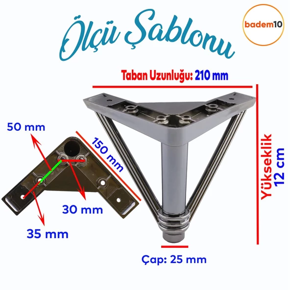 Pars Lüks Mobilya Oturma Grubu Kanepe Sehpa Tv Ünitesi Koltuk Ayağı Baza Ayakları Füme 12 Cm - Resim 2