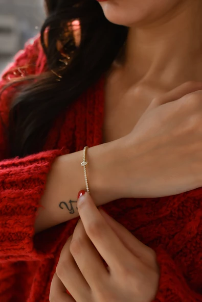 ÇG Blk351 Damla Taşlı Kelepçe Model Bileklik - 2