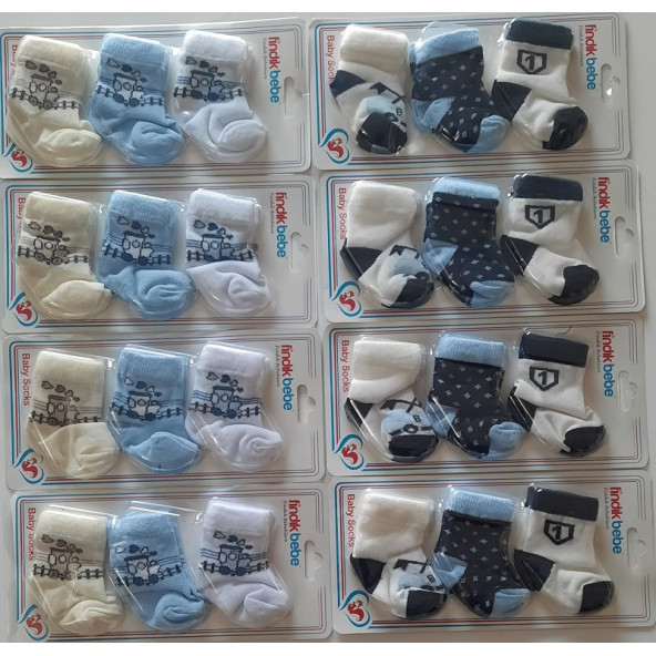 fındık bebe erkek bebek 3'lü çorap seti