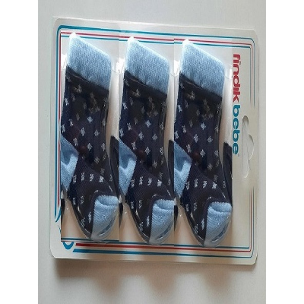 fındık bebe erkek bebek 3'lü çorap seti - 6