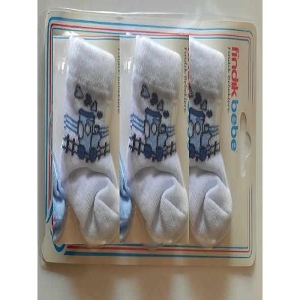 fındık bebe erkek bebek 3'lü çorap seti - 7
