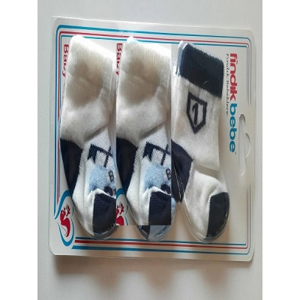 fındık bebe erkek bebek 3'lü çorap seti - 8