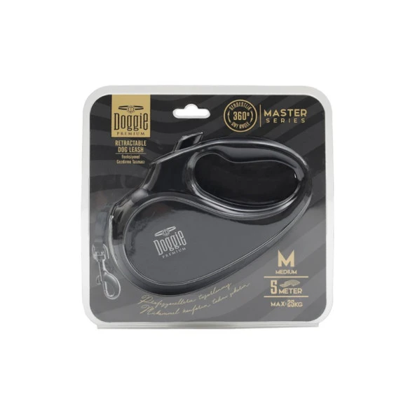 Doggie Otomatik Uzatma Tasması Master Seri Siyah 25kg 5Metre - Resim 2