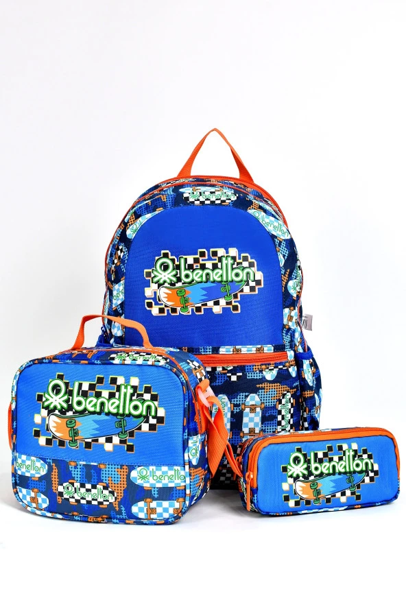 United Colors Of Benetton Erkek Çocuk 3'lü Okul Seti İlkokul Çantası & Beslenme & Kalemlik 03693 ürün görseli