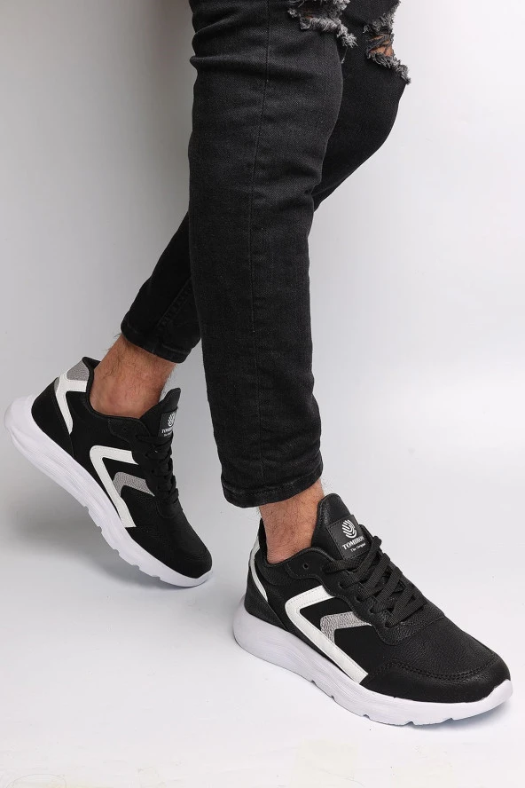 Wolden Erkek Siyah Beyaz Ortopedik Günlük Yürüyüş Spor Sneaker Ayakkabı Wldn-908
