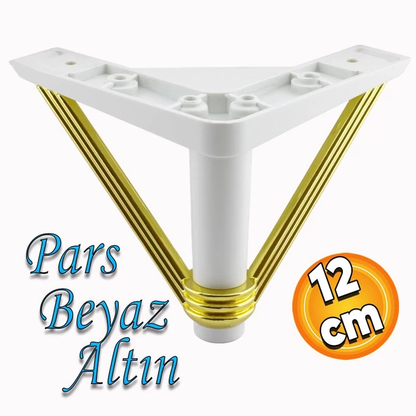 Pars Lüks Mobilya Oturma Grubu Kanepe Sehpa TV Ünitesi Koltuk Ayağı Baza Ayakları Beyaz Altın 12 cm