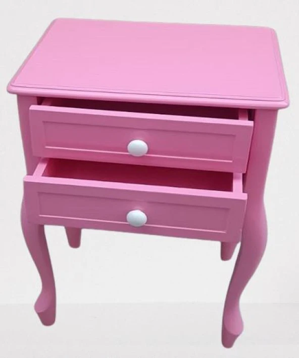Komodin 90359Model Klasik Kayın Aslan Ayak Parlak Pembe Lake Çift Çekmece El Yapım - 3
