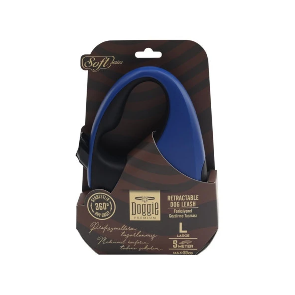 Doggie Otomatik Uzatma Tasması Soft Seri RoyalMavi 50kg 5Metre