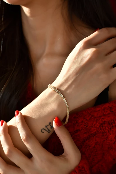 ÇG Blk348 Sıra Taşlı Altın Bileklik - 3