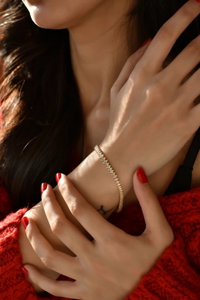 ÇG Blk348 Sıra Taşlı Altın Bileklik - 2