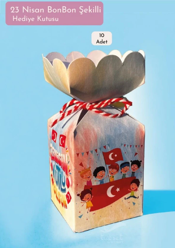 23 Nisan BonBon Şekilli Şeker Kutusu Hediye Kutusu 10 Adet -T959
