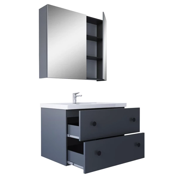 Teta Home Tiflis 80 Cm Mdf Banyo Dolabı Seti  Antrasit - 2