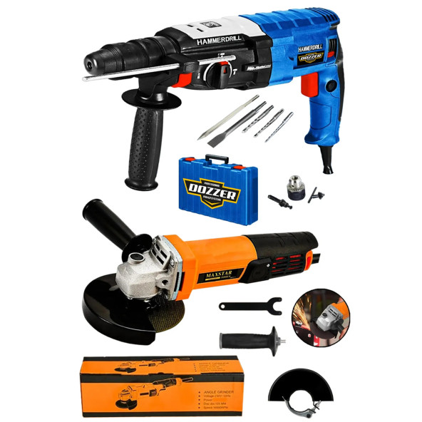 DOZZER Germany 2,30Mm 9200 Watt Çift Çekiç Kırıcı Delici Hilti + 115-125 Mm 500 Watt Avuç İçi Taşlama