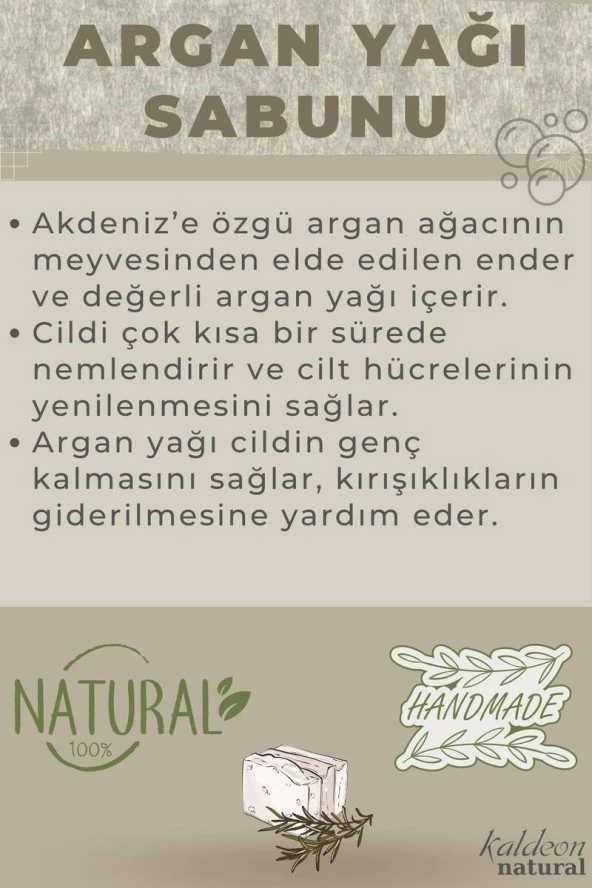 Argan Yağı Sabunu El Yapımı Doğal 120 G x 3 Adet - Resim 4
