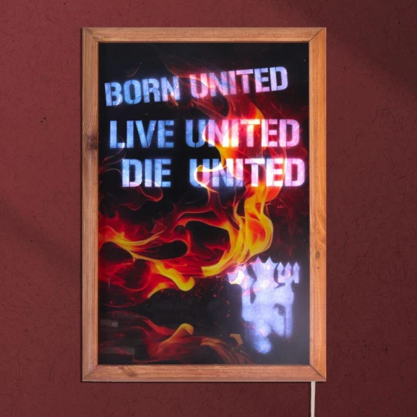 Veraart Işıklı Pleksi Futbol Temalı Sürpriz Tablo Manchester United FC Dekoratif Ayaklı Biblo
