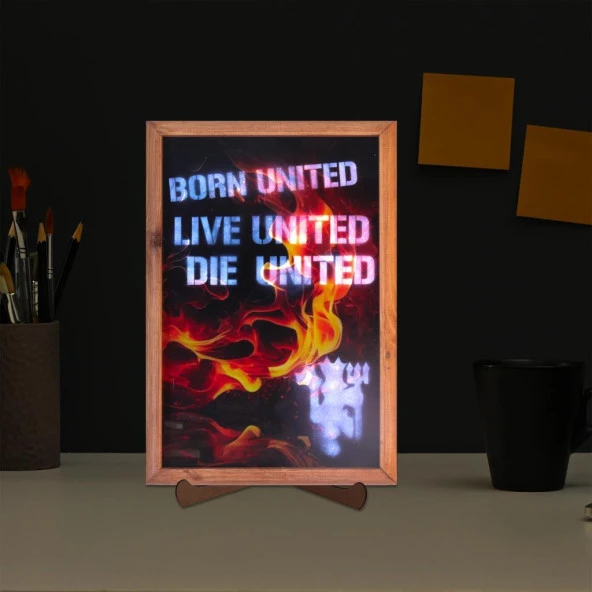 Veraart Işıklı Pleksi Futbol Temalı Sürpriz Tablo Manchester United FC Dekoratif Ayaklı Biblo - 6