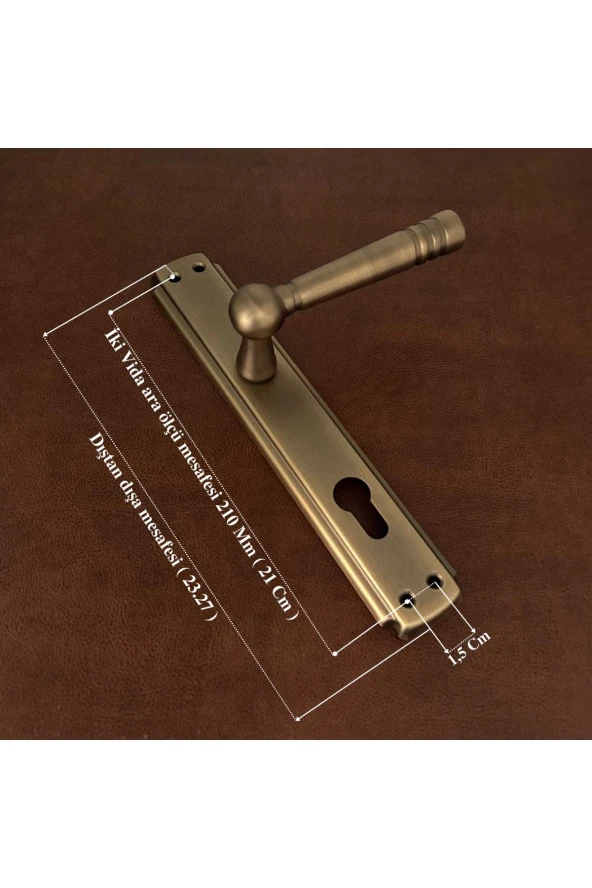 Osmanlı Mat Antik Sarı Bravo Aynalı Yale Çelik Kapı Kolu 1 Takım - Resim 2