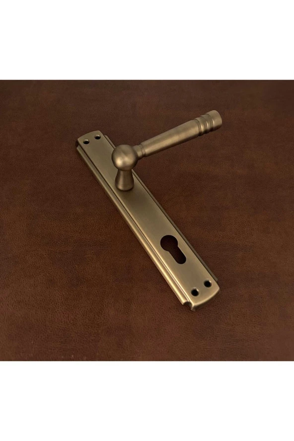 Osmanlı Mat Antik Sarı Bravo Aynalı Yale Çelik Kapı Kolu 1 Takım - Resim 3