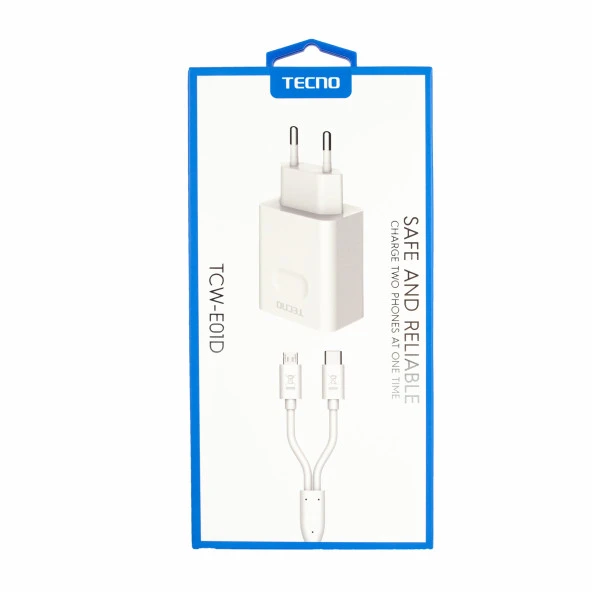 Tecno Casper Via M35 İle Uyumlu Çift UsbA & Type-C ve Micro Çıkışlı Kablolu Hızlı Şarj Aleti - 6