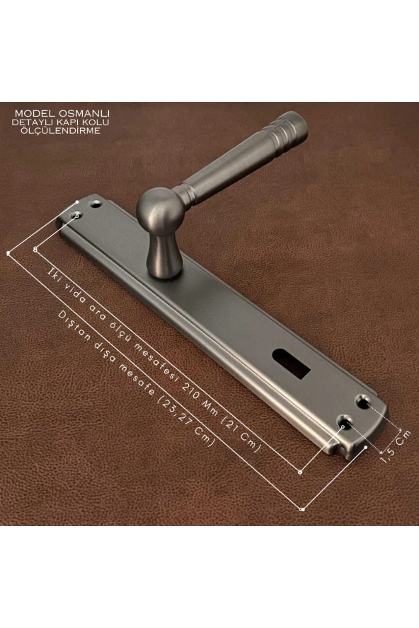 Osmanlı Mat Skoç Füme Bravo Aynalı Oda Kapı Kolu 3 Takım - Resim 2