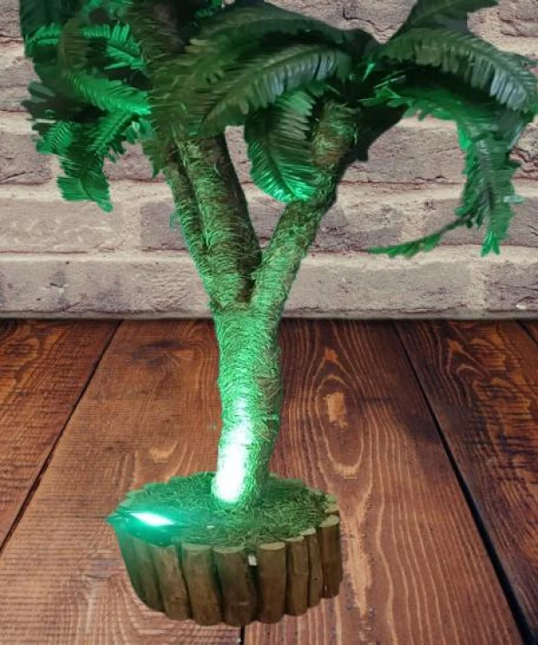 Lambader 90360 Model Işıklı Abajur Kasalı Doğal Malzeme El Yapım - 2