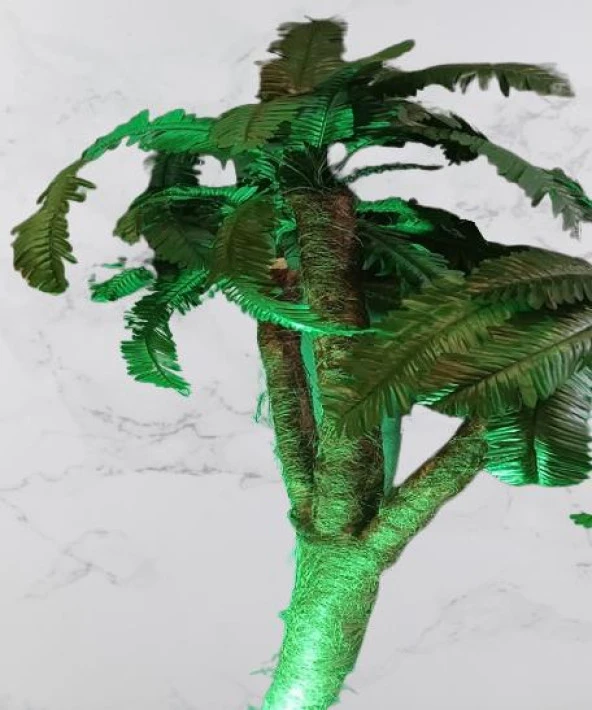 Lambader 90360 Model Işıklı Abajur Kasalı Doğal Malzeme El Yapım - 3