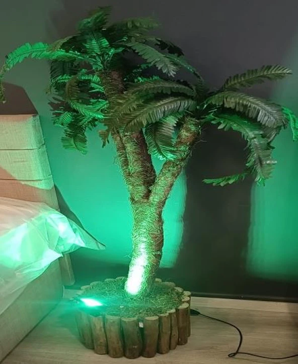 Lambader 90360 Model Işıklı Abajur Kasalı Doğal Malzeme El Yapım - 9