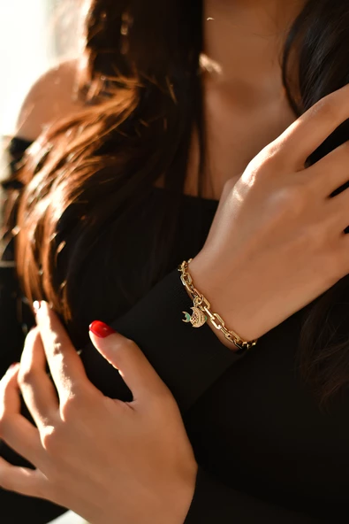 ÇG Blk337 Balık Figürlü Altın Kolye