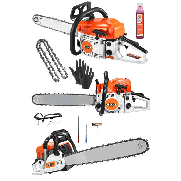 DOZZER Benzinli Testere V-13000 Çift Egzozlu 52Cc Motorlu Testere Bıçkı Motoru Ağaç Odun Kesme Makinesi