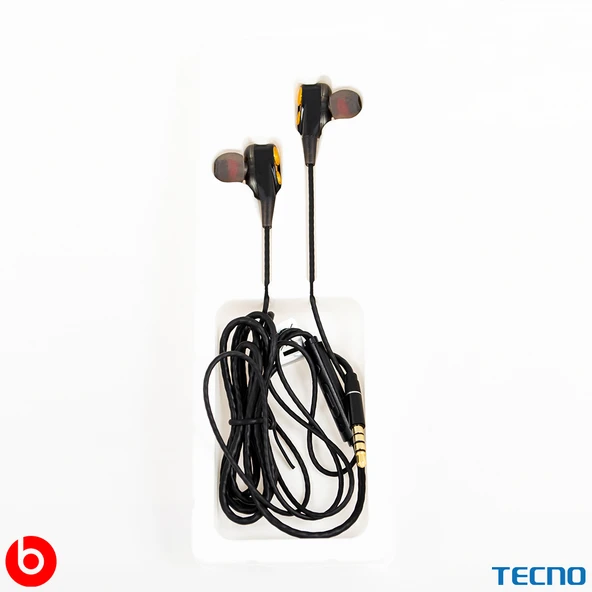 Tecno Hot Beats 3D Hifi 4 Hoparlörlü Redmi Note 12 Pro 3.5mm Jack Girişli Kablolu Mikrofonlu Kulaklık Siyah - Resim 6