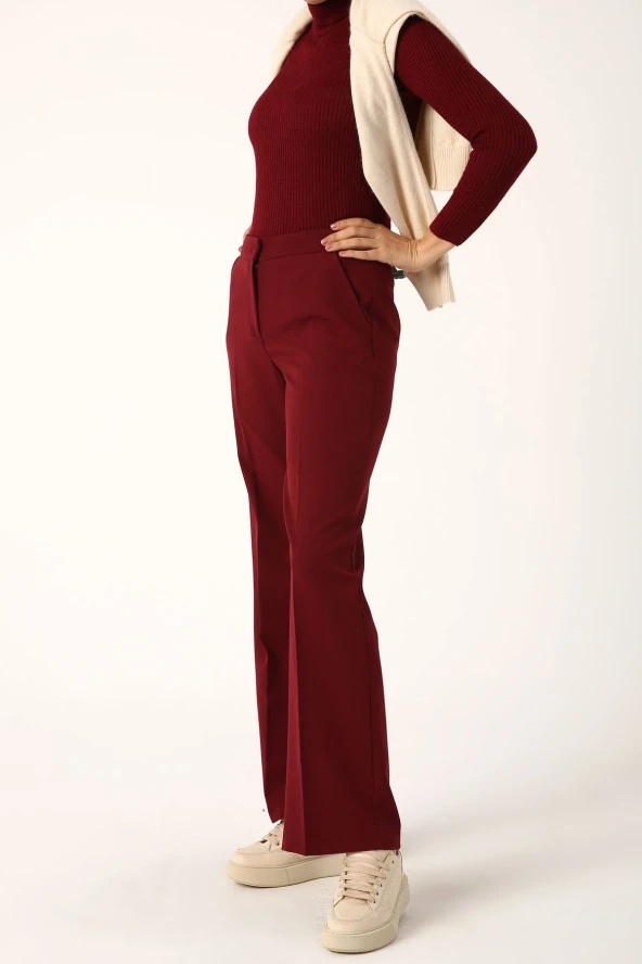 Allday Bordo Cepli Bol Paça Pantolon - Resim 3