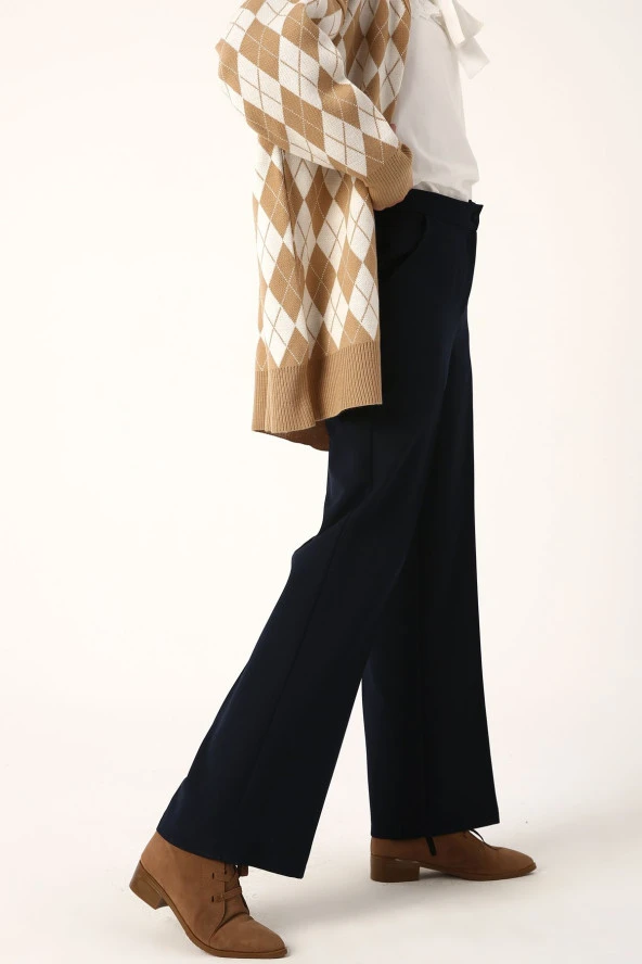 Allday Lacivert Cepli Bol Paça Pantolon - Resim 4