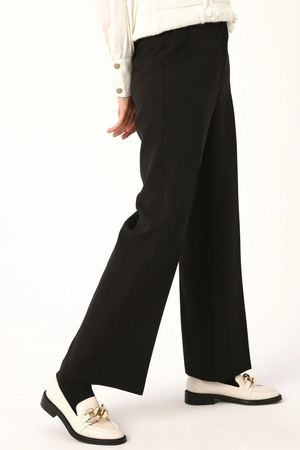 Allday Siyah Cepli Bol Paça Pantolon - Resim 4