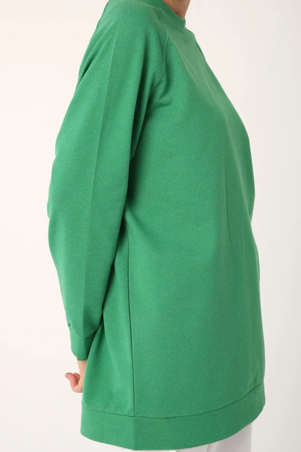 Allday Yeşil Reglan Kol Basic Sweat Tunik - Resim 4