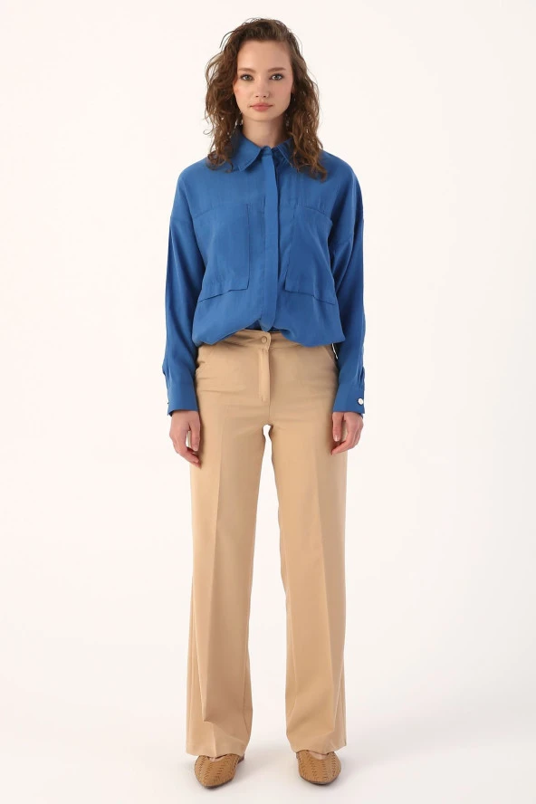 Allday Bisküvi Cepli Bol Paça Pantolon - Resim 2