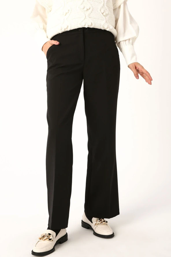 Allday Siyah Cepli Bol Paça Pantolon - Resim 2