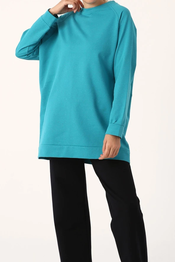 Allday Mint Reglan Kol Basic Sweat Tunik