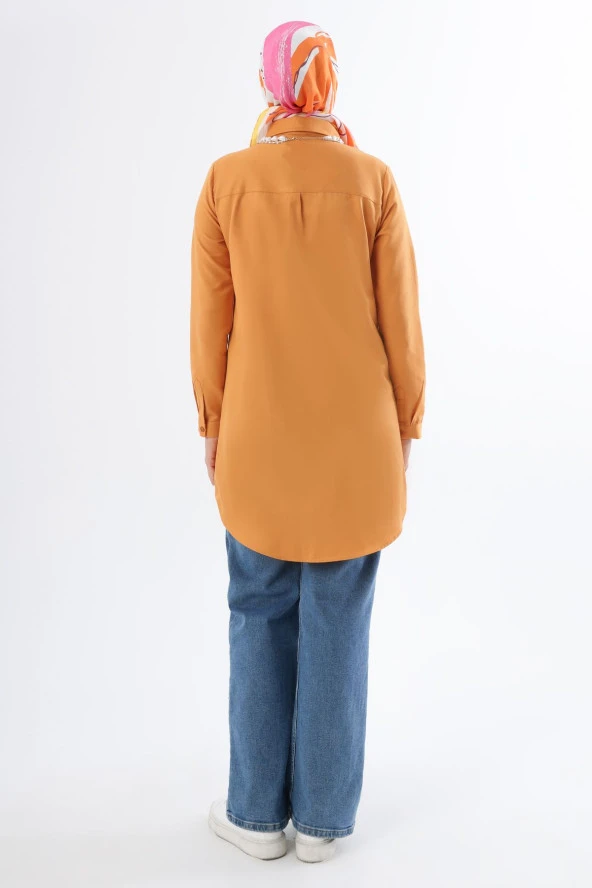 Allday Taba Basic Gizli Patlı Gömlek Tunik - Resim 4