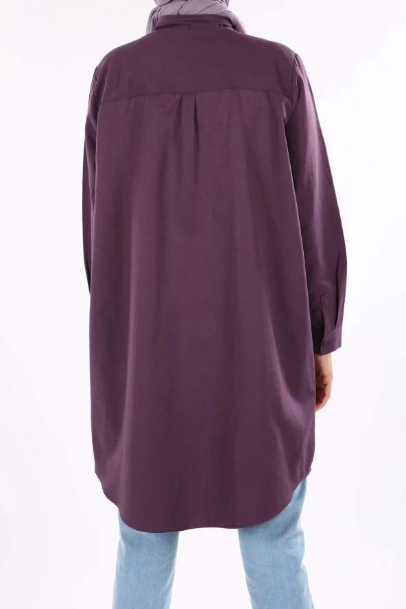 Allday Üzüm Büyük Beden Basic Gömlek Tunik - Resim 3