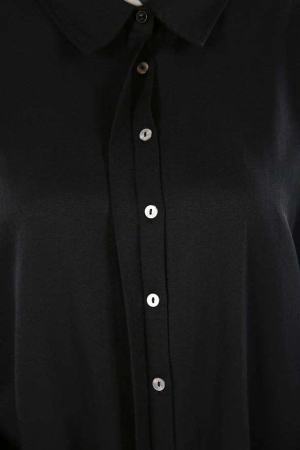 Allday Siyah Büyük Beden Basic Gömlek Tunik