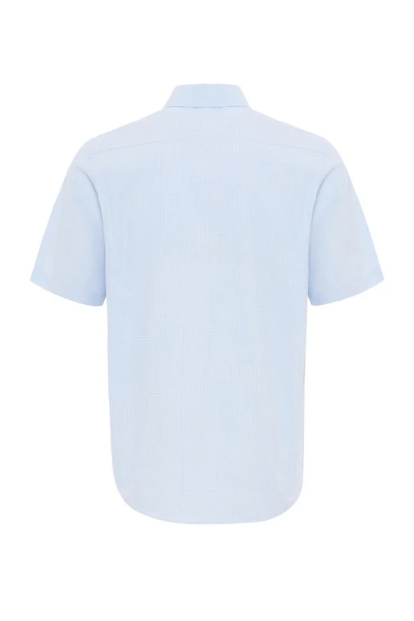 Kısa Kol Regular Kalıp Armürlü Gömlek - Resim 4