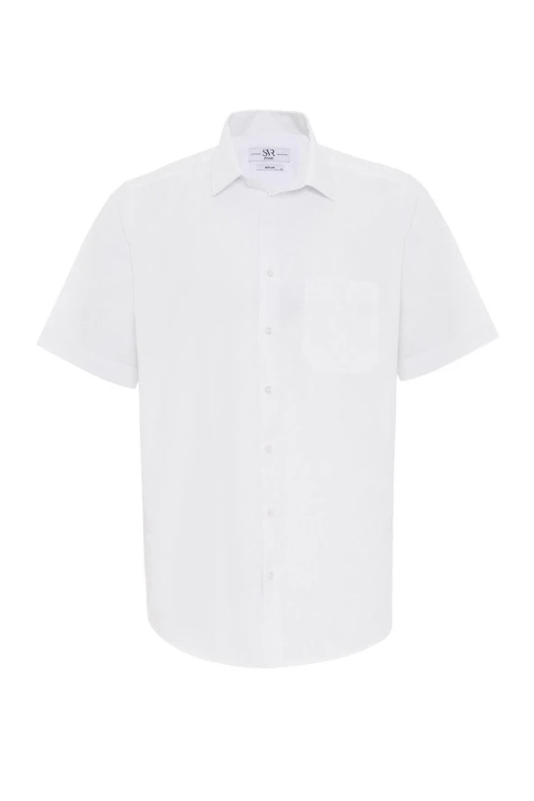 Kısa Kol Regular Kalıp Armürlü Gömlek - Resim 5