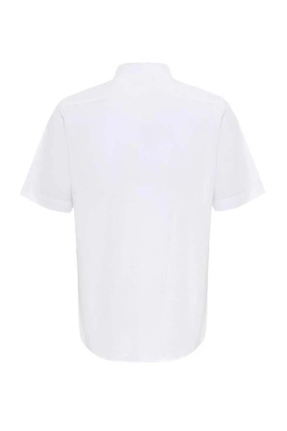 Kısa Kol Regular Kalıp Armürlü Gömlek - Resim 8