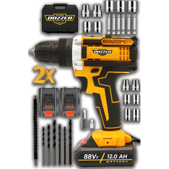 DOZZER Alman 12 V 2 Ah Süper Seri Çift Çelik Şanzuman 2 Akülü Darbeli Akülü Vidalama Matkap Şarjlı Matkap