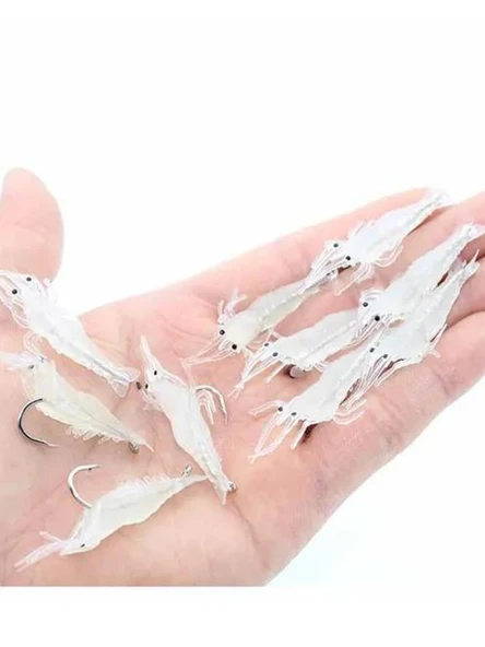 Eagenset Fosforlu Glow Silikon Mini Karides Yapay Yem Beyaz 4 cm 5 Adet - 4