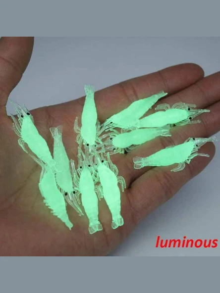 Eagenset Fosforlu Glow Silikon Mini Karides Yapay Yem Beyaz 4 cm 5 Adet - 3